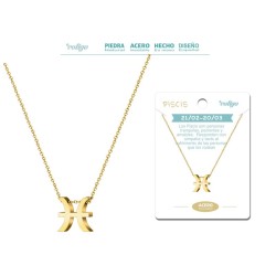 Colgante Zodiaco Piscis Acero Dorado - Coleccion Constelaciones Zodiaco